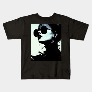 Victorian woman in sunglasses portrait Kids T-Shirt